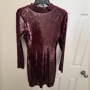 Express Deep Red Sequin Dress